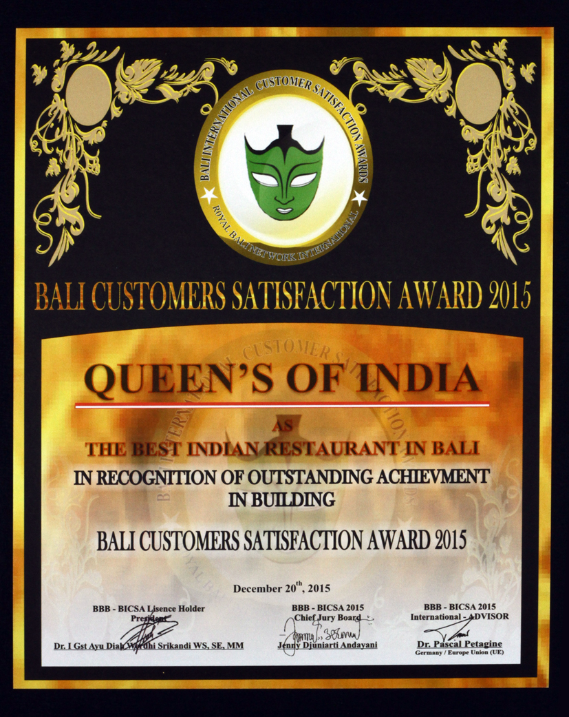 The Best Indian Restaurant in Bali Queens of India - Bali Best Brand 2015